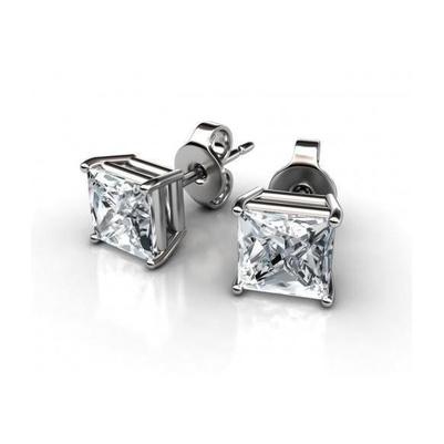 Puces D'oreilles Véritable Diamants Taille Radiant 4 Carats