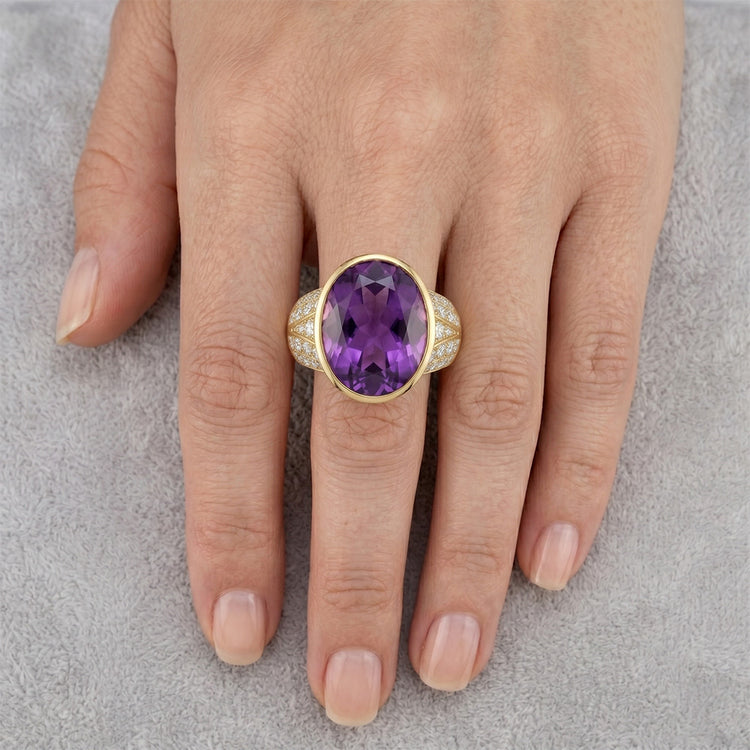 Pureté VVS Améthyste Pourpre Bague Pierre de Couleur 9 carats