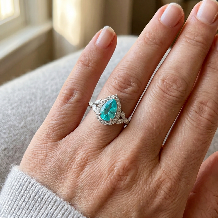 Pureté VVS Bague avec Gemme – Tourmaline Paraiba 2,25 carats Or