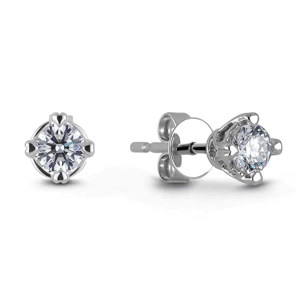 Quatre Griffes Serties De Réel Diamants Ronds De 2 Ct Sertis De Couronnes De Boucles D'Oreilles En Or 14 Carats