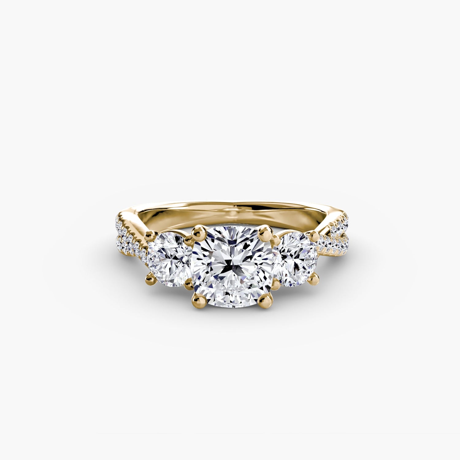 Diamant Taille Ronde Setting en Gold – vue de côté
