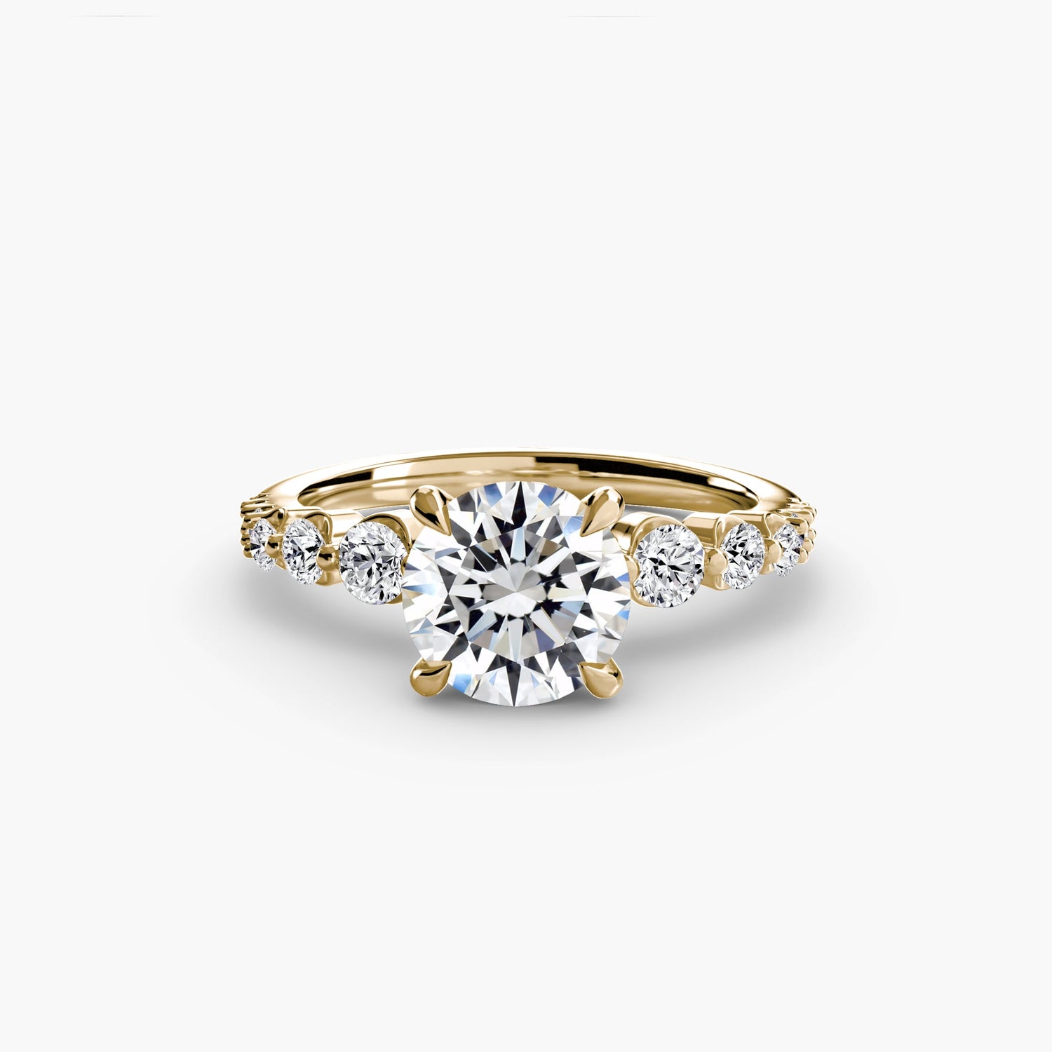 Taille Ronde Diamant bague en Gold – vue de côté