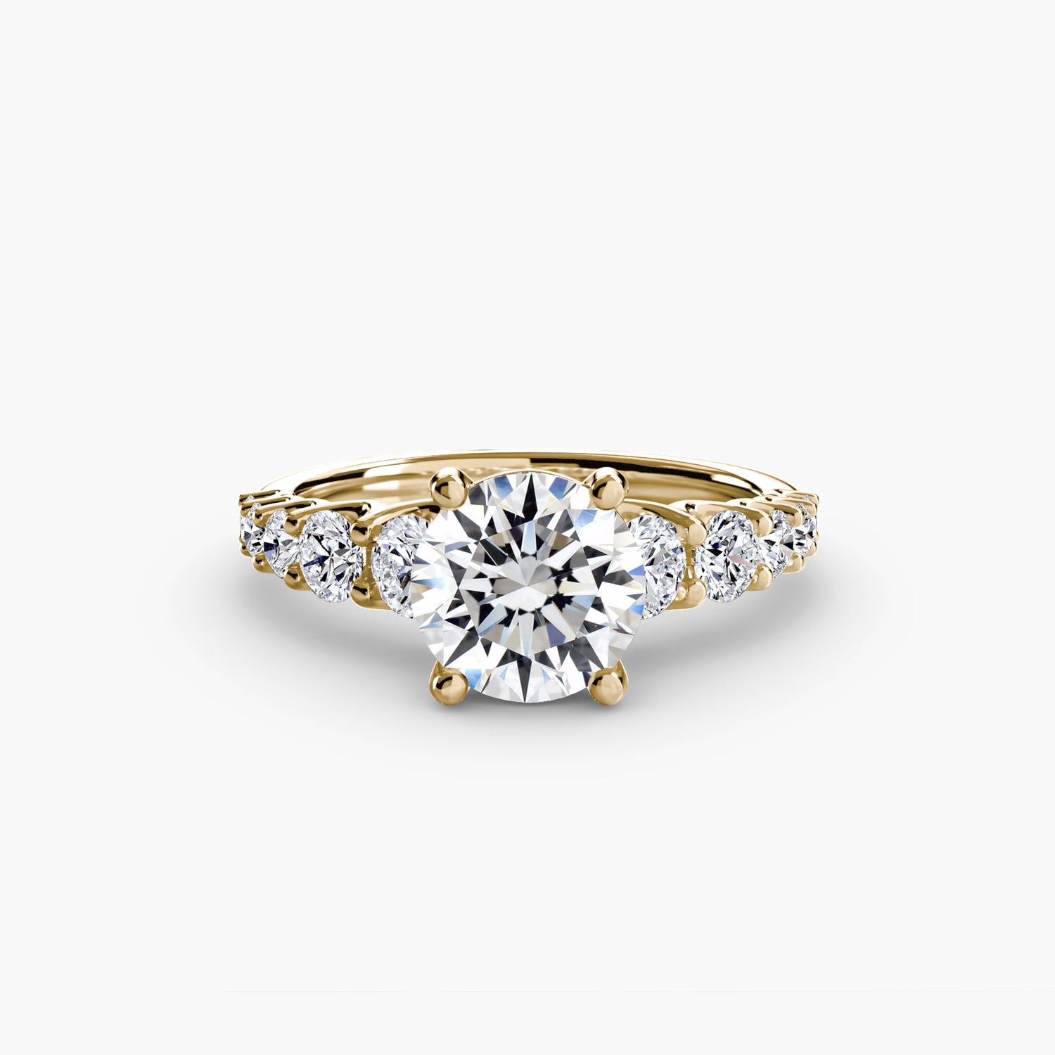 Taille Ronde Brillant bague en Gold – vue de face