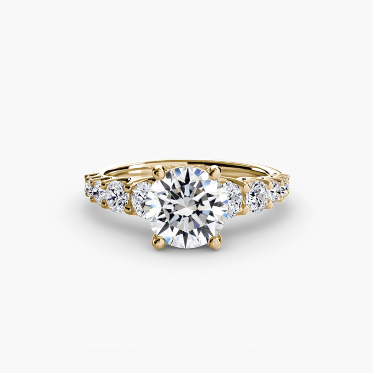 Taille Ronde Brillant bague en Gold – vue de face