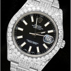 ROLEX DATE JUST II 41 MM CADRAN NOIR MONTRE HOMME DIAMANT GLACÉ ACIER INOXYDABLE