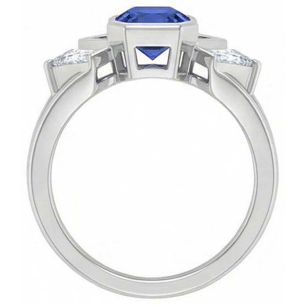 naturel radiant saphir 2.50carats bague vue de profil