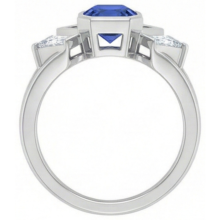 naturel radiant saphir 2.50carats bague vue de profil