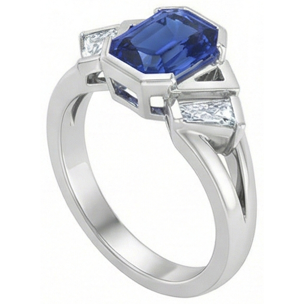 naturel radiant saphir 2.50carats bague détail rapproché
