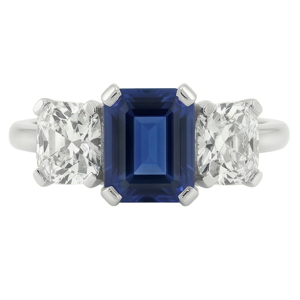naturel radiant saphir 3carats bague détail rapproché