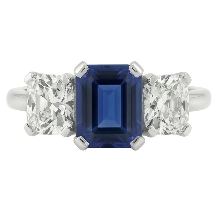 naturel radiant saphir 3carats bague détail rapproché