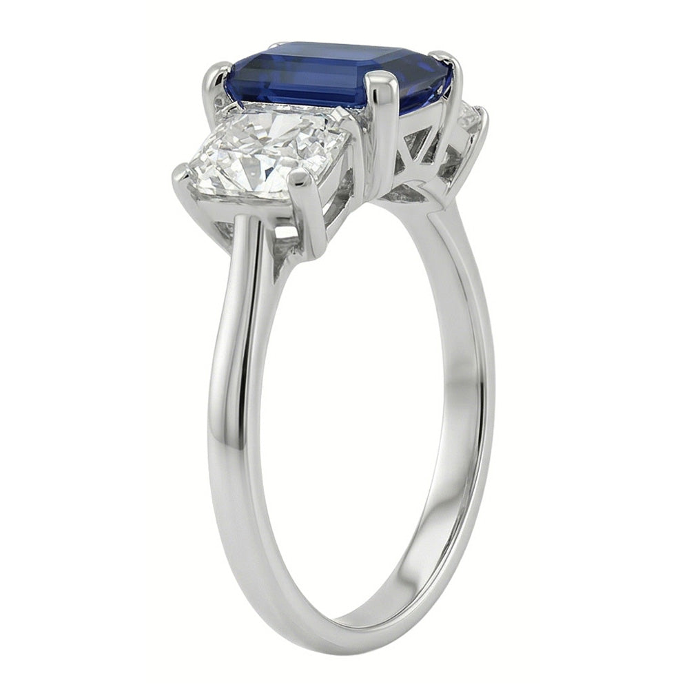 naturel radiant saphir 3carats bague vue de dessus
