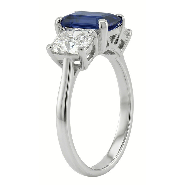 naturel radiant saphir 3carats bague vue de dessus