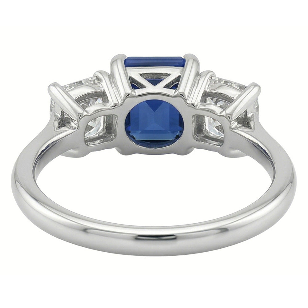 naturel radiant saphir 3carats bague vue de profil