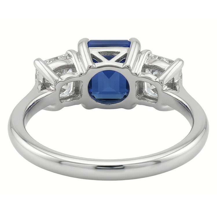 naturel radiant saphir 3carats bague vue de profil