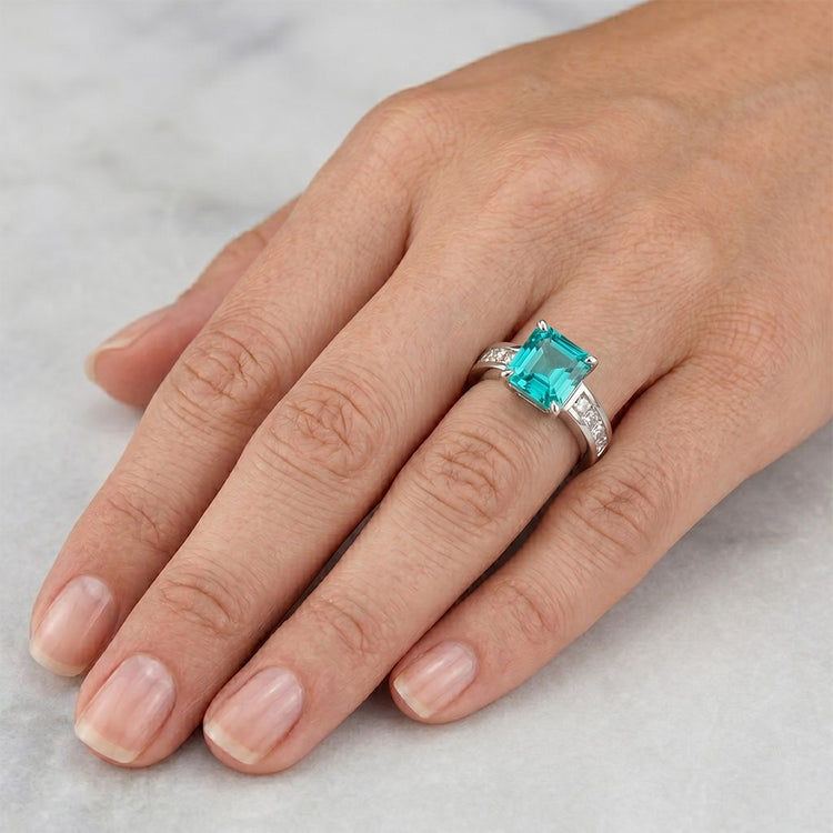 Raffiné Bague Halo – Paraiba Néon 3 carats – HarryChadEnt
