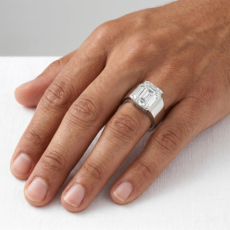 Rayonnant Certifié IGI Diamant Fin Bague Homme – 4 carats Or