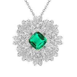 Pavé Émeraude Colombienne Pendentif Gemme 2 carats – Or Deux