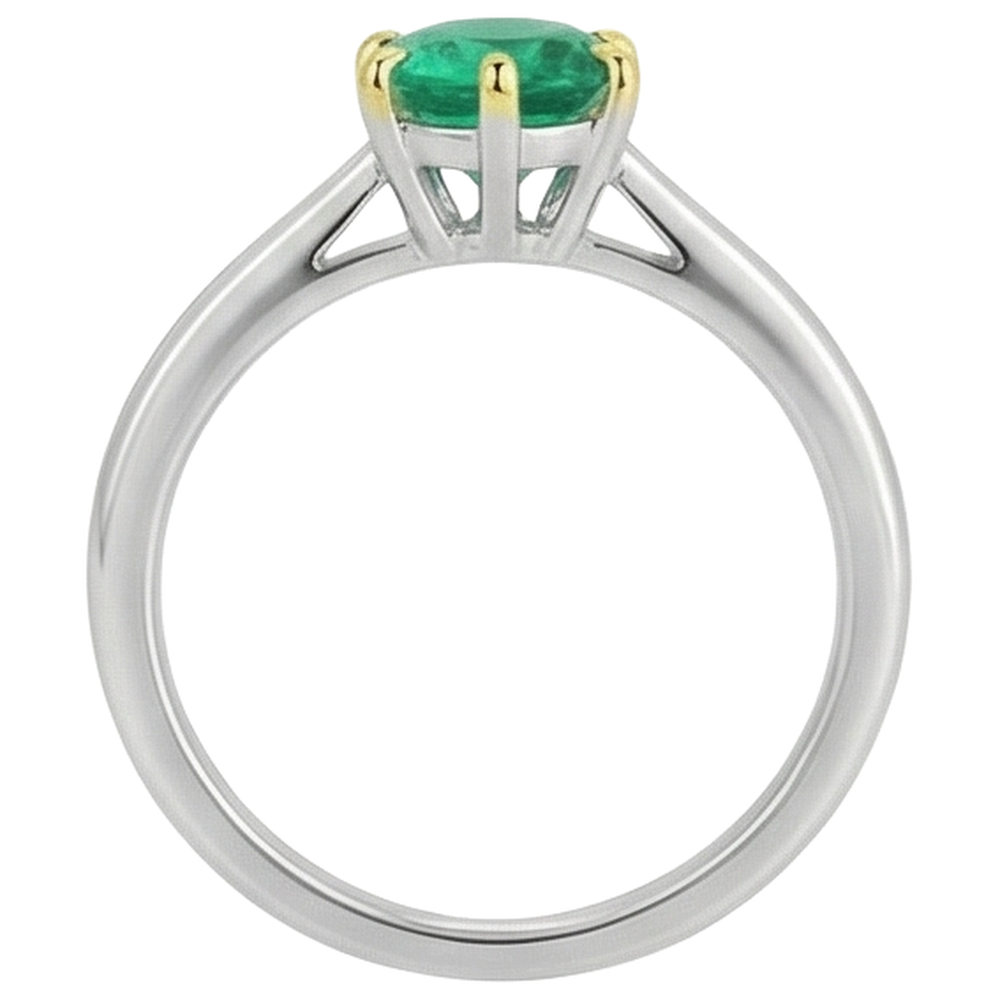 Taille Brillant Émeraude Colombienne bague en Or Bicolore 14 Carats – vue arrière