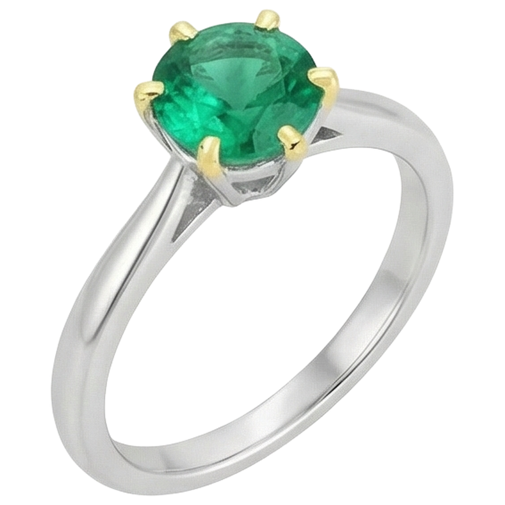 Émeraude Colombienne Bague avec Gemme 2 carats Or Bicolore 14 Carats – vue de côté