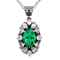 Émeraude Colombienne GIA Certifié Pendentif Gemme 1,50 carats en