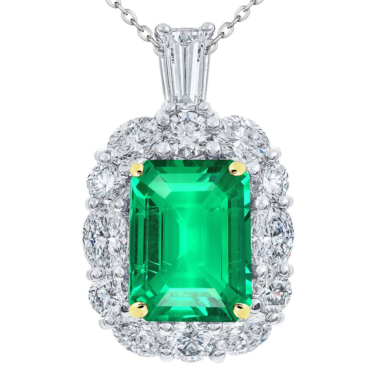 Émeraude Pendentif Pierre Précieuse 6-carats Or 14K Bicolore – vue principale
