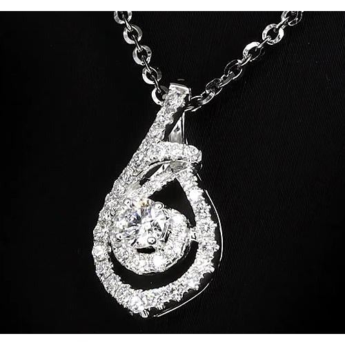 Réel 1.50 carats diamant rond style tourbillon pendentif bijoux en or blanc