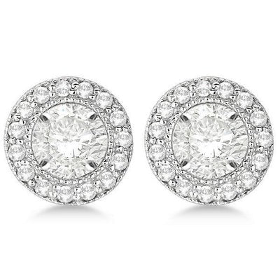 Réel 2.90 carats veste diamant rond femme boucle d'oreille or blanc 14 carats