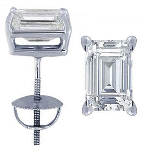 Réel 5 carats diamant taille émeraude Stud femmes boucle d'oreille or blanc bijoux nouveau