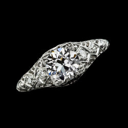 Réel Bague Diamant Miner Ronde En Or Style Antique 2.50 Carats Filigrane