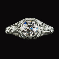 Réel Bague Diamant Rond Taille Ancienne De Style Antique 3 Carats Filigrane