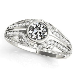 Réel Bague Diamant Rond Vieux Mineur Style Vintage Sertie Lunette 3.50 Carat