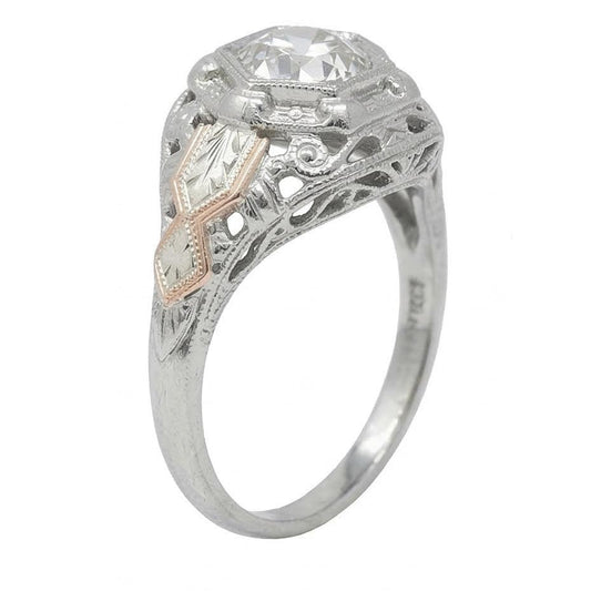 Réel Bague Fantaisie Diamant Taille Ancienne Solitaire Lunette Style Antique 2 Carats