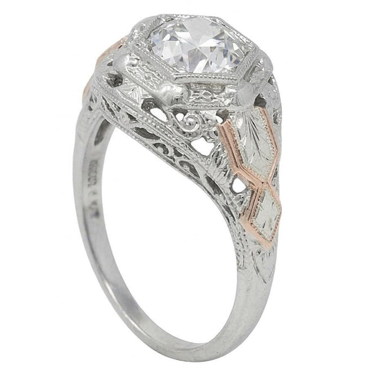 Réel Bague Fantaisie Diamant Taille Ancienne Solitaire Lunette Style Antique 2 Carats