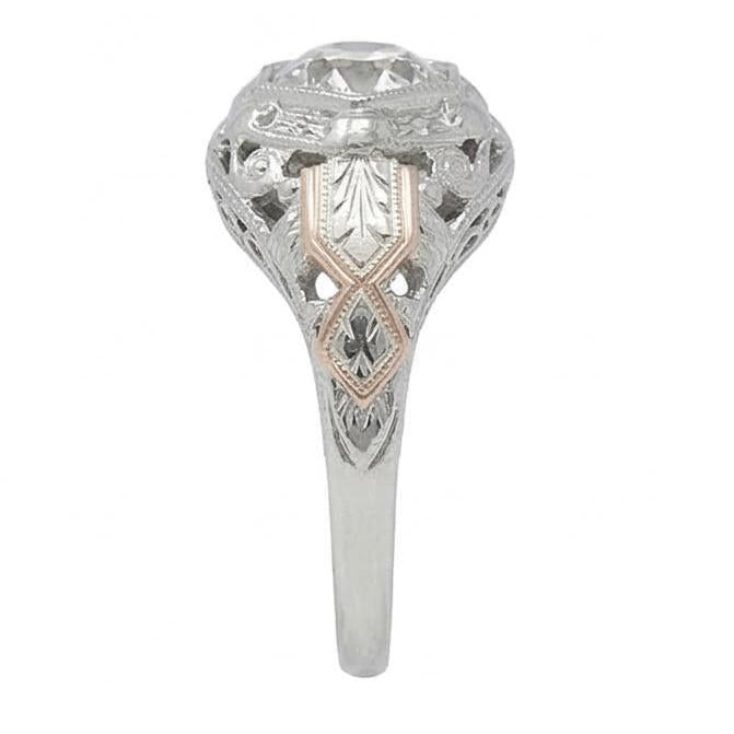 Réel Bague Fantaisie Diamant Taille Ancienne Solitaire Lunette Style Antique 2 Carats