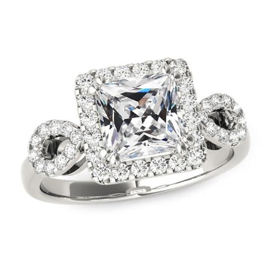 Réel Bague Halo Carré Diamant Taille Ancienne Prong Split Shank 6.50 Carats