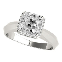 Réel Bague Halo de diamants taille coussin en or blanc 7.50 carats