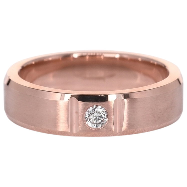 Réel Bague Homme Gypsy Finition Satinée 0.25 Carats Or Rose 14K