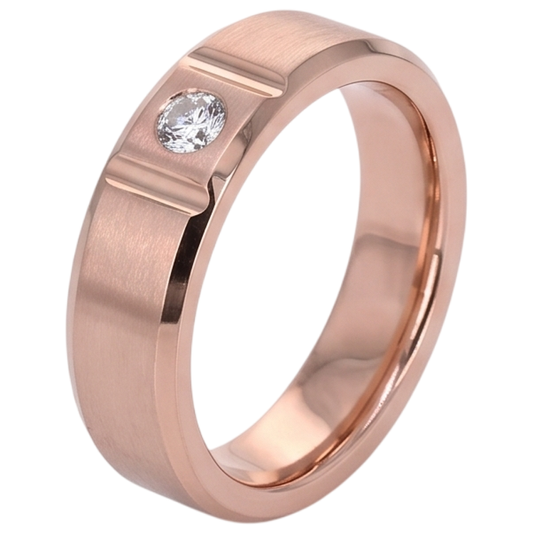 Réel Bague Homme Gypsy Finition Satinée 0.25 Carats Or Rose 14K