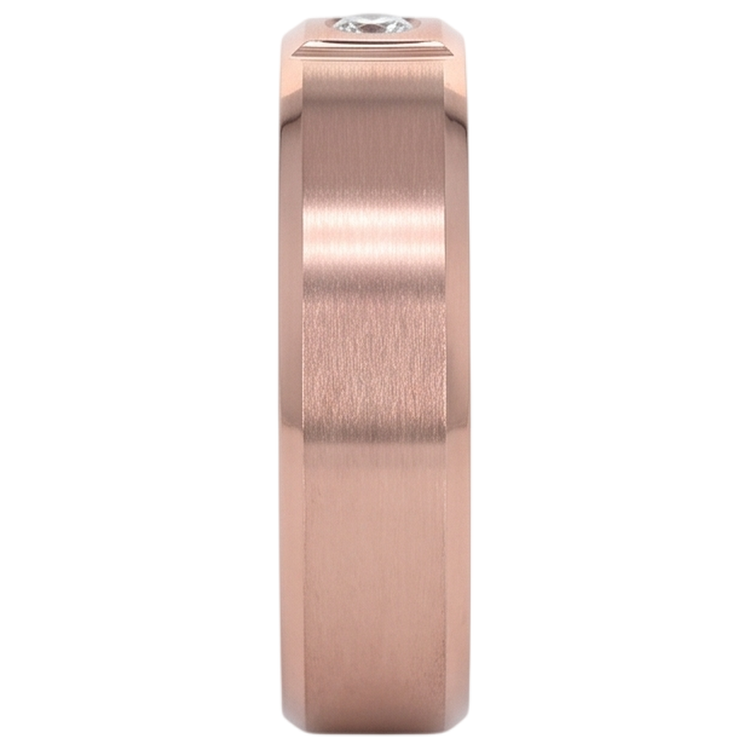 Réel Bague Homme Gypsy Finition Satinée 0.25 Carats Or Rose 14K