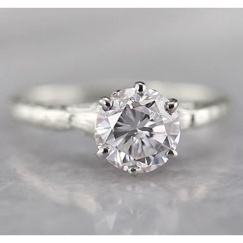 Réel Bague Solitaire Diamant 1 Carat Sertissage Griffe Or Blanc