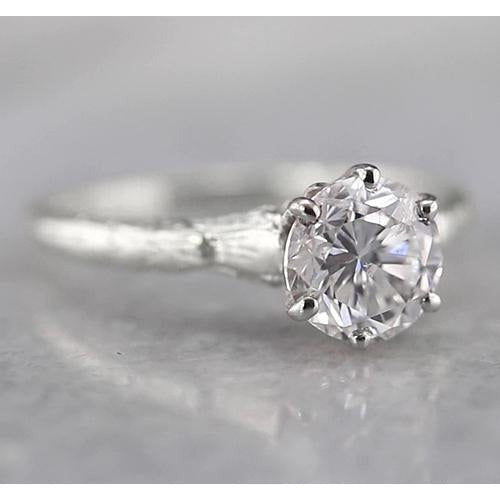 Réel Bague Solitaire Diamant 1 Carat Sertissage Griffe Or Blanc