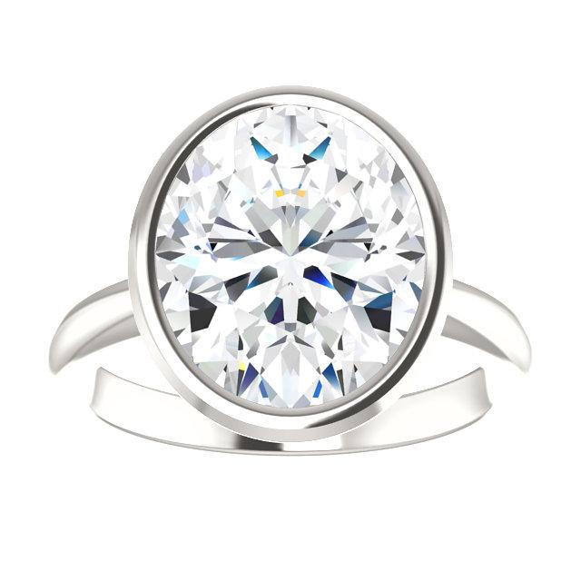 Réel Bague Solitaire Diamant 4 Carats Ovale Sertissage Lunette Or Blanc