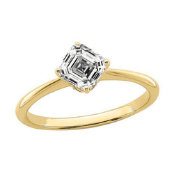 Réel Bague Solitaire Diamant Asscher Or Jaune Bijou Femme 2 Carats