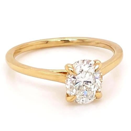 Réel Bague Solitaire Diamant Ovale 1 Carat Bijoux En Or Jaune Nouveau