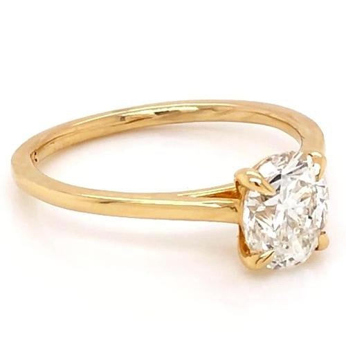 Réel Bague Solitaire Diamant Ovale 1 Carat Bijoux En Or Jaune Nouveau