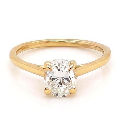 Réel Bague Solitaire Diamant Ovale 1 Carat Bijoux En Or Jaune Nouveau