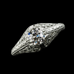 Réel Bague Solitaire Diamant Rond Taille Ancienne Style Antique 1.50 Carats Millgrain