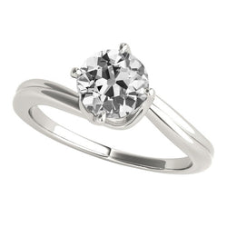 Réel Bague Solitaire Diamant Vieux mineur Style Tension Or 14K 2 Carats