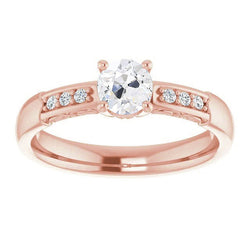 Réel Bague anniversaire diamant taille ancienne ronde avec accents 3.25 carats