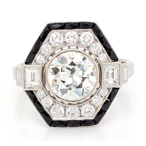 Réel Bague de Fiançailles Diamant Ancienne Mine 5 Carats Or Blanc 14K Bijoux